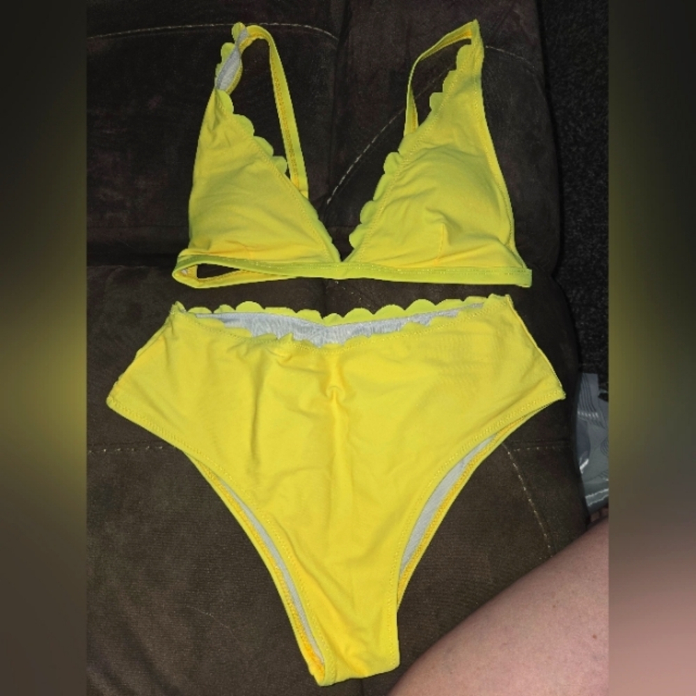 Yellow Scalloped Bikini Set